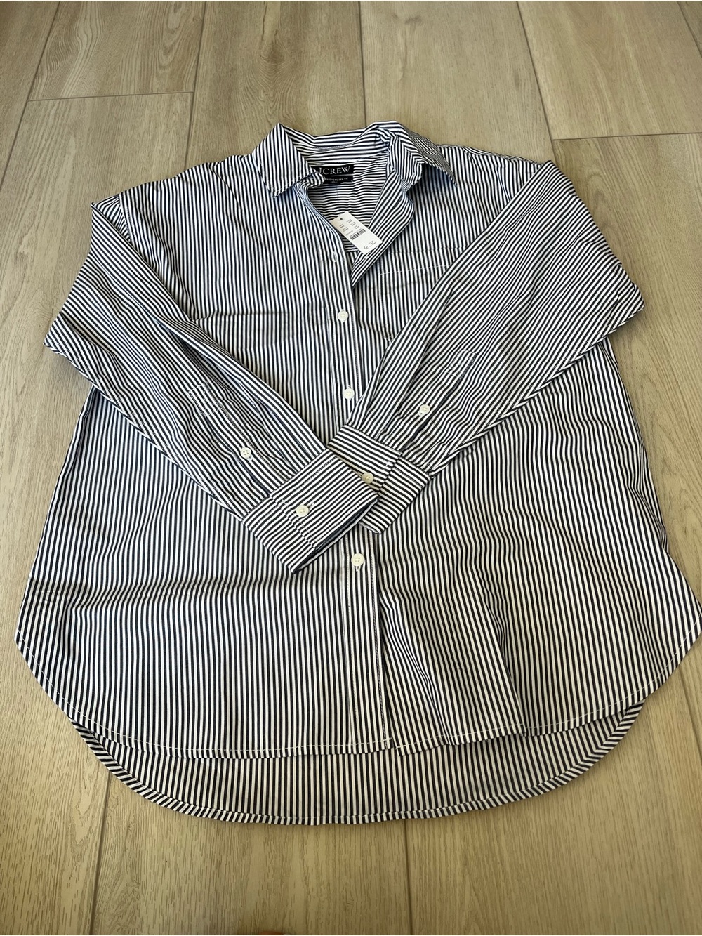 J. Crew Etienne Oversized Navy & White Stripe Button-Down Shirt